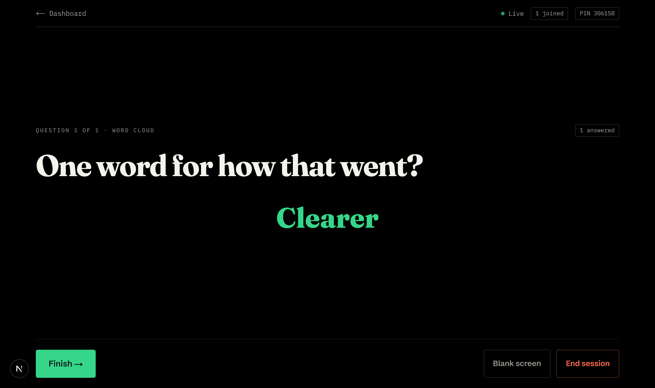 LivePulse: A word cloud assembling itself as the room types.